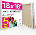 PHOENIX Large Stretched Canvas for Painting 18x18 Inch/5 Value Pack, 8 Oz by PHOENIX