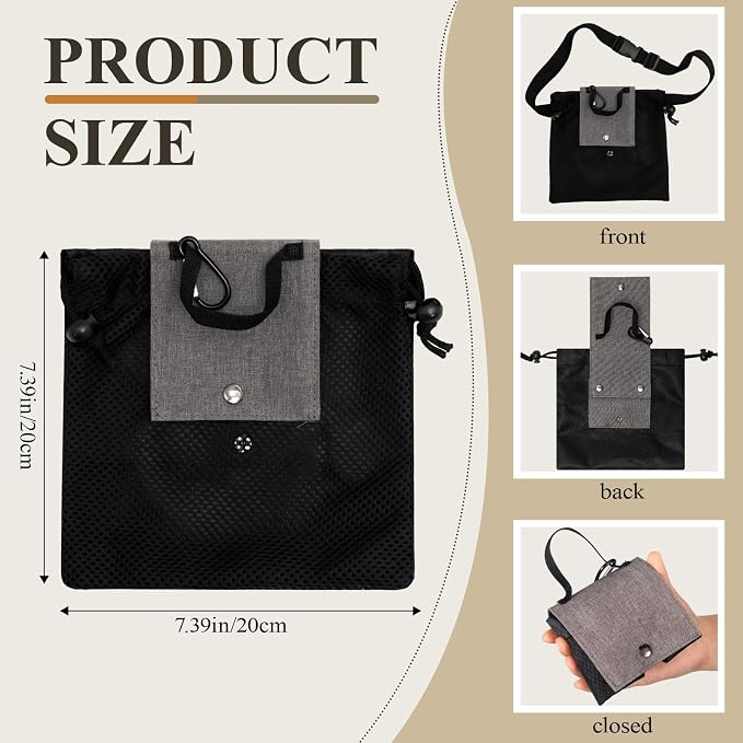 Collapsible Rock Collection Bag Foraging Pouch, Adjustable Waistband Mesh Bag - Image 2