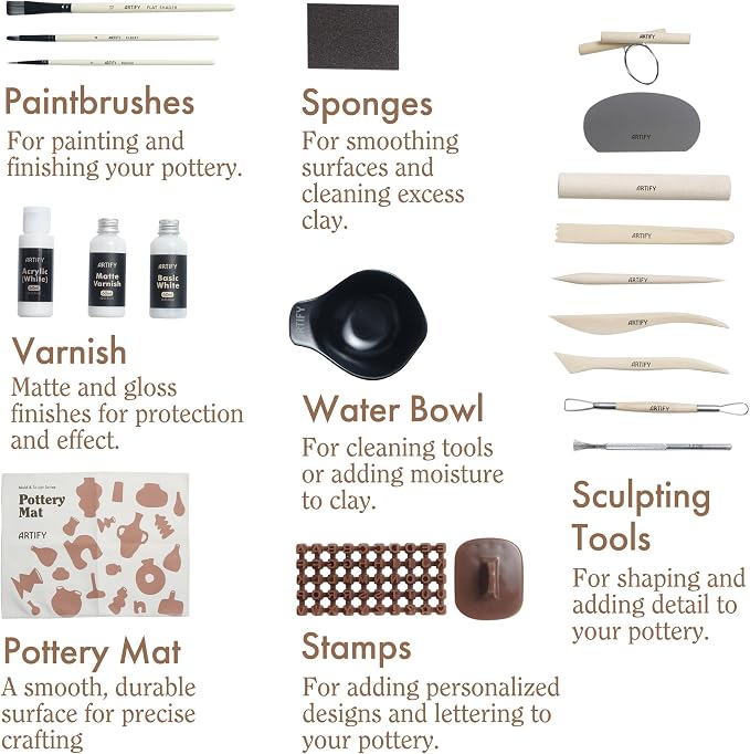 ARTIFY Air Dry Clay Kit for Adults, DIY Pottery Craft Airdry Tool Kit at Home - Image 5