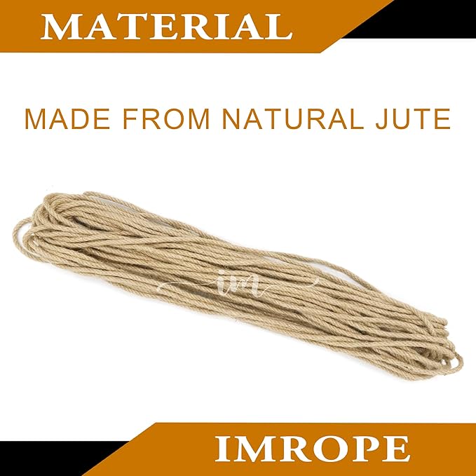 6mm x 150 Feet Natural Jute Rope, Twine for Gardening Tomato Climbing Plant Tie Floristry Crafts Gift Wrapping Packing Decor