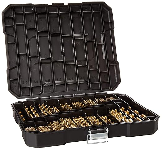 Metric 230 Pieces Titanium Twist Drill Bit Set, 135° Tip High Speed Steel, Size from 1mm up to 10mm, Ideal Drilling in Wood/Cast Iron/Aluminum Alloy/Plastic/Fiberglass, with Hard Storage