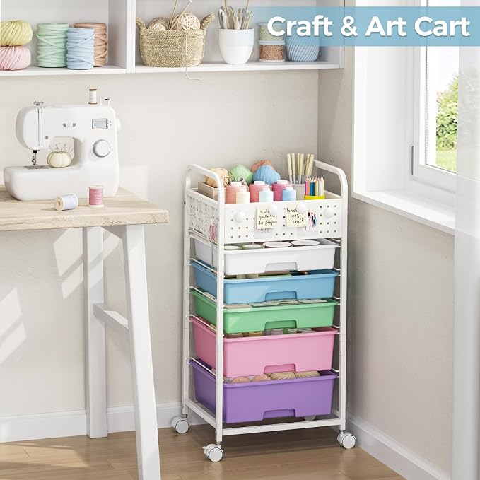 5 Drawer Rolling Storage Cart - Image 7