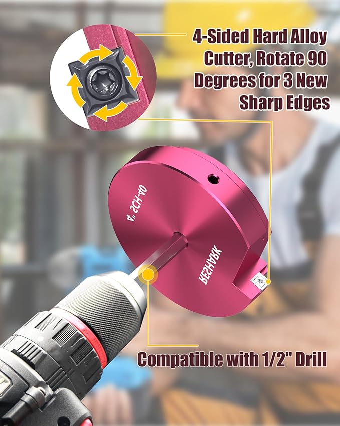 1 1/2 Inch PVC Pipe Reamer, PVC Fitsting Saver, Plastic Pipe Fitsting Reamer Socket Saver Plumbing Tool for Schedule 40 Fits Standard 1/2" Drill