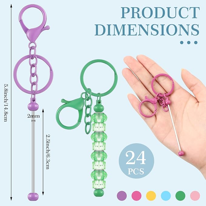 Tondiamo 24 Pcs Beadable Keychain Bars Bulk Beads - Image 3