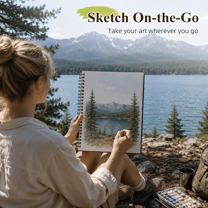 Conda 8.5"x11" Hardbound Sketch Book, 80-Sheets 90gsm Double-Sided Hardcover - Image 7