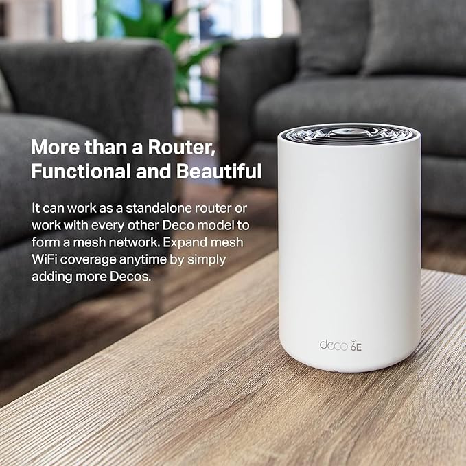 TP-Link Deco XE75 AXE5400 Tri-Band WiFi 6E Mesh System - Covers up to 5500 Sq.Ft, Replaces WiFi Router and Extender, AI-Driven Mesh, 6GHz Band, 2-Pack