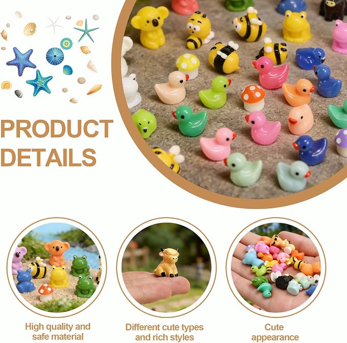52PCS Mini Animal Figurines Miniature Animals Set Tiny Resin Animals - Image 7