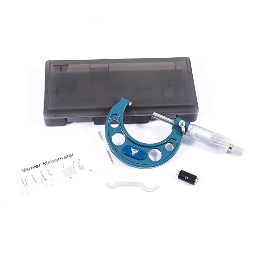 PEC Tools 1-2” Outside Micrometer, Industrial-Grade Precision Measuring Tool, Hardened Steel, High-Accuracy Micrometer with Ratchet Stop & Carbide-Tipped Measuring Faces for Machining & Engineering