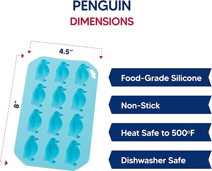 HIC Kitchen Silicone Penguin Ice Tray, Each Tray Makes 12 Penguins - Image 6