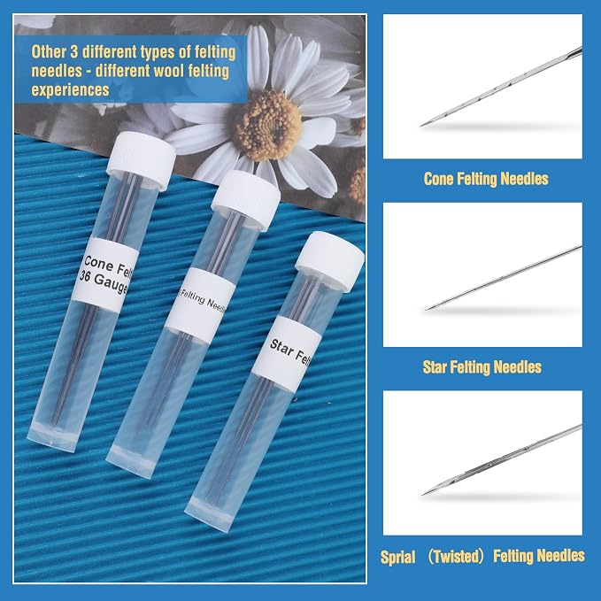 WONVOC 104 Pcs Felting Needles Set, Needle Felting Tool Kit, 4 Sizes &Types - Image 6