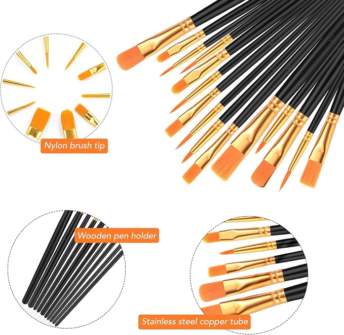 Acrylic Paint Brush Set, Nylon Hair Brushes - Image 3