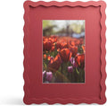 8x10 Picture Frame with Mat for 5x7, Wavy Edge Wooden Real Glass Photo Frame by THKRLOF