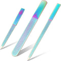 Mudder 3 Pcs Diamond Nail File Set Stainless Steel Double Side Nail File Metal Sapphire Buffer Manicure Files Natural Nails Emery Boards for Salon Home and Travel Women (Rainbow Color)