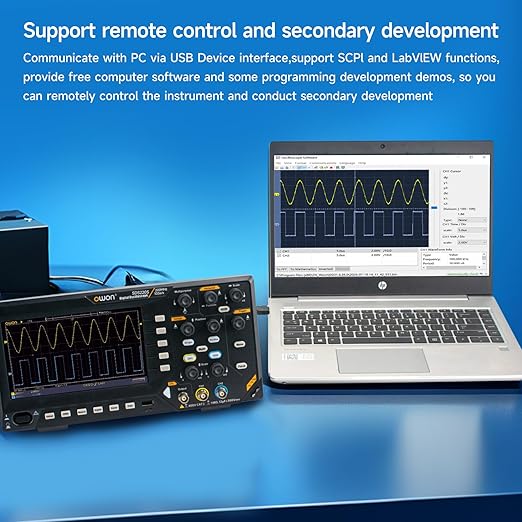 OWON Oscilloscope, OWON SDS220S Digital Oscilloscope 200MHz Bandwidth 2+1 Channel 1GSa/s Sample Rate with 25MHz Waveform Generator 7 inch LCD Display
