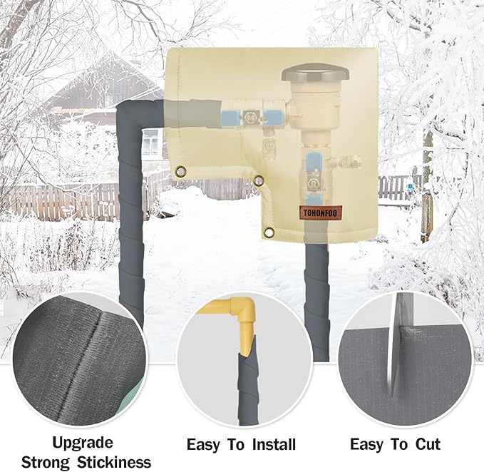 Pipe Insulation Tape, Outdoor Water Pipe Insulation Wrap, Foam Insulation Tape for Outdoor Pipes Winter Freeze Protection, Heat Tape for Water Pipes, Copper Pipes, PVC, AC Line, 2in x 15ft, Grey