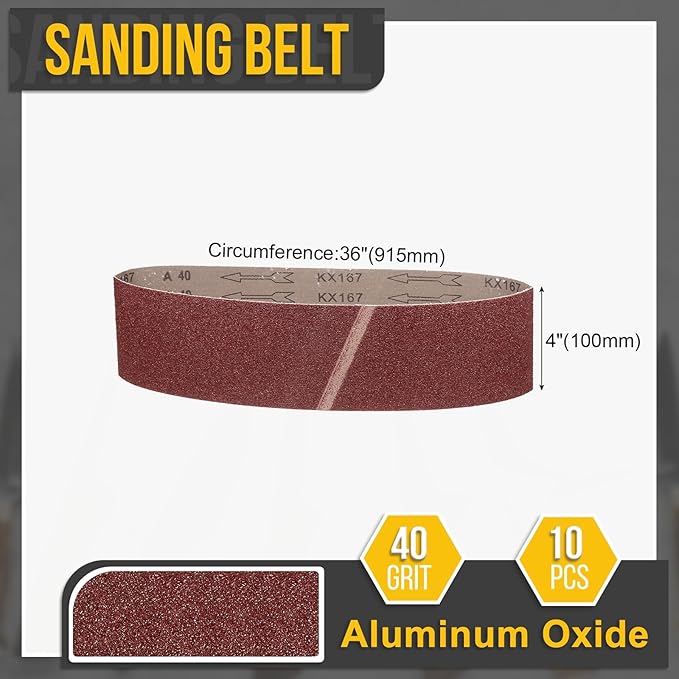 4 x 36 Inch Sanding Belt, 12 Pcs 40 Grit Knife Sharpener Belts Work Sharpening for Belt Sander Knife Carving Tool Metal Working