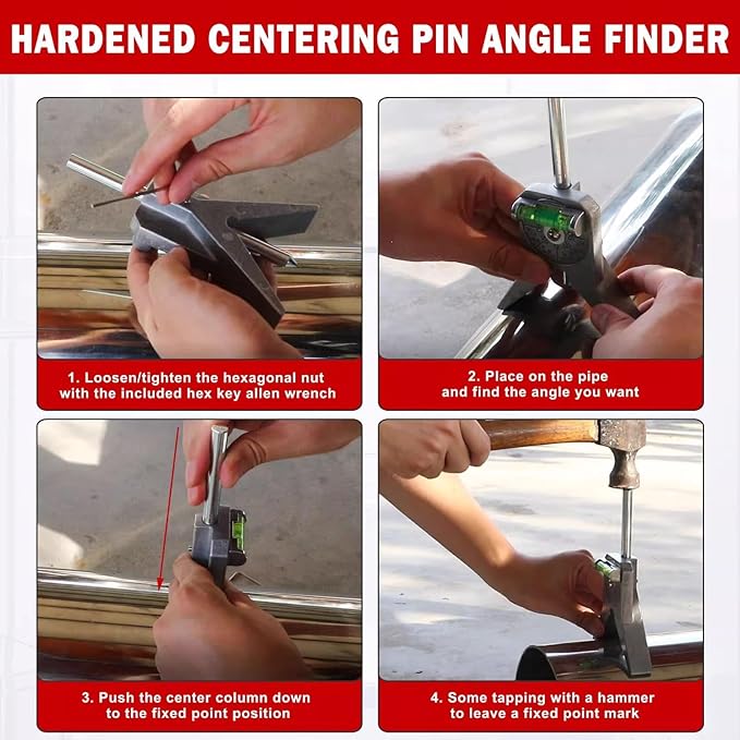 Pipe Center Finder,Pipefitter Tools w/Magnetic Centering Head,Measure Pipe Diameter,Accurate Location Aluminum Pipe Marker Centering Tool for Pipe Measurement
