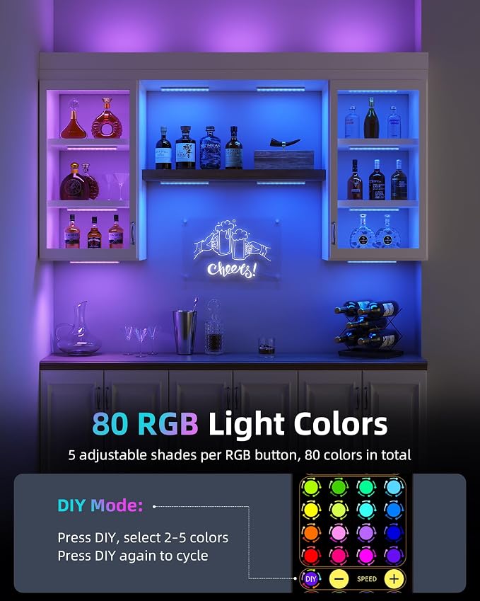 EZVALO 80 RGB Color Changing Under Cabinet Lighting Wireless, 1800mAh - Image 2