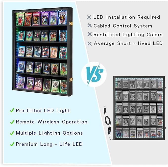 VERANI 35-Card LED Sports Star Card Frame, Lockable Shadow Box - Image 3