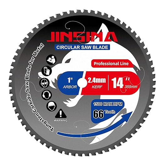 14" Miter Table Saw Blade, TCT Metal Cutting Saw Blades with 66T & 1" Arbor, Professional for Iron Steel Aluminum Stainless Steel Ferrous Metals
