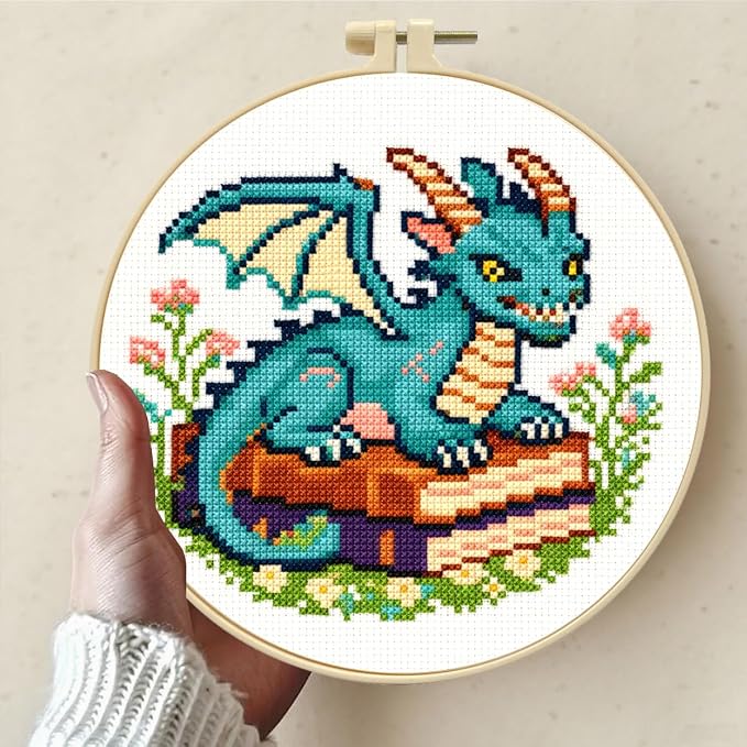 Zhenqing Cute Dragon on Books Stamped Cross Stitch Kit - Image 5