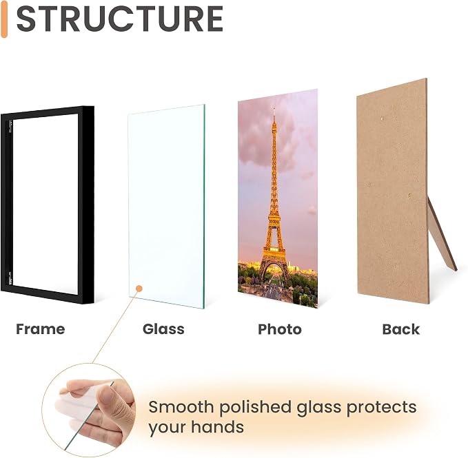 upsimples 4x6 Picture Frame Set of 3, Made of High Definition Glass - Image 3
