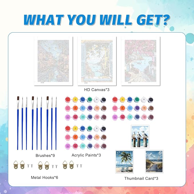 PHANTASYART 3 Pack Paint by Numbers Kit - Image 6