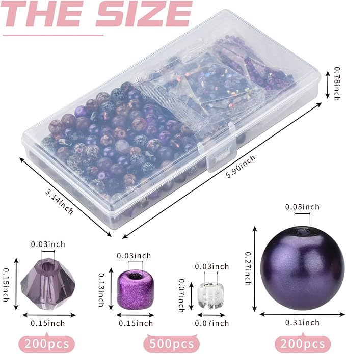 900pcs Glass Craft Beads for Bracelet Making Kit, Include Assorted - Image 2
