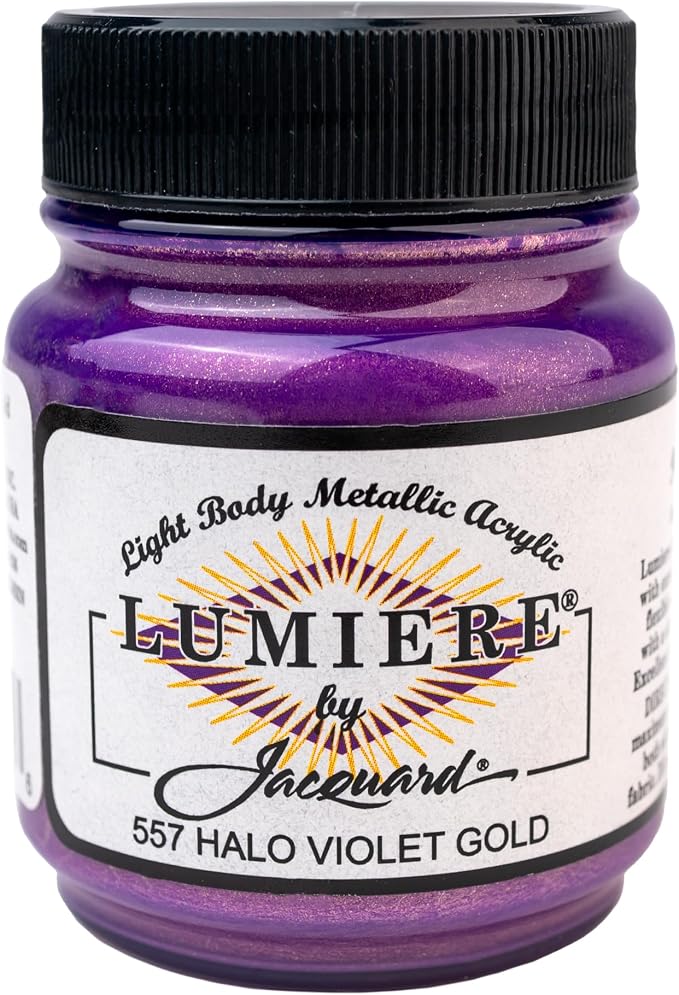 Jacquard Lumiere 2.25oz Fabric Paint Halo Violet Gold by Jacquard