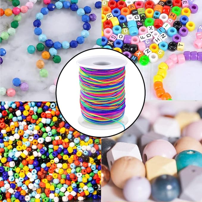 LUSTEMBER 1mm Stretchy Bracelet String, Sturdy Rainbow Elastic String Elastic - Image 6