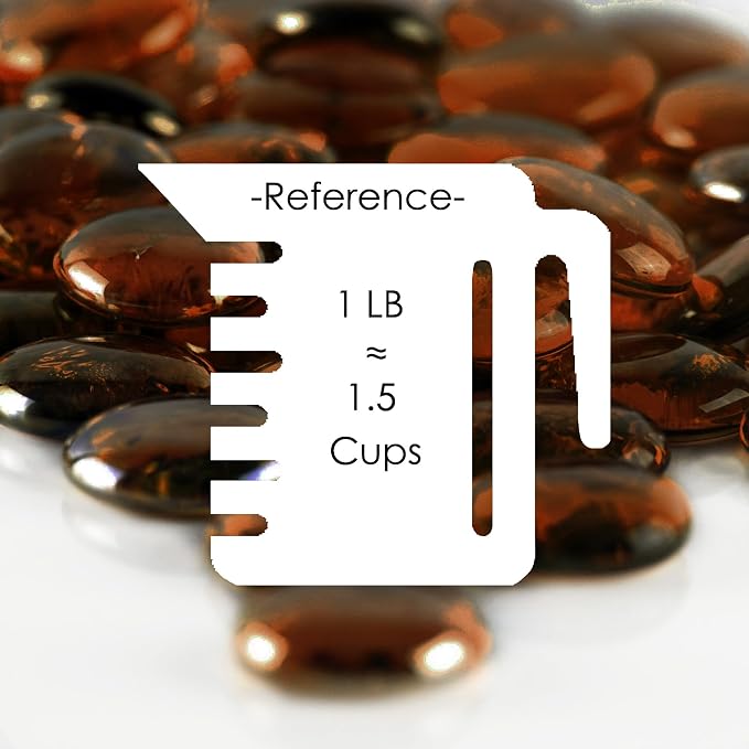 CYS EXCEL X-Large 1.1"-1.35" Dark Amber Glass Flat Gemstone Vase Fillers Marble - Image 2