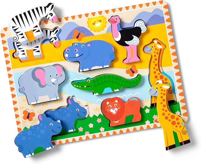 Melissa & Doug Safari Wooden Chunky Puzzle, Educational Screen Free Activity by Unknown