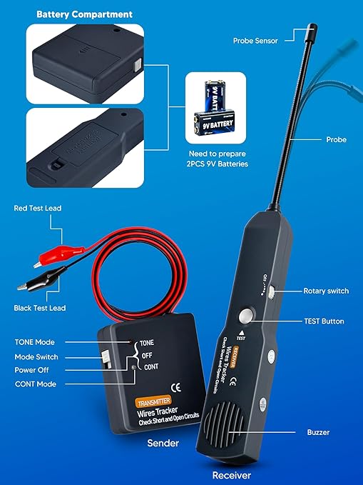 Circuit Tracer, Automotive Short Circuit Finder, Wire Tracer, Automotive Short and Open Finder Repair Tool EM415PRO DC 6-42V