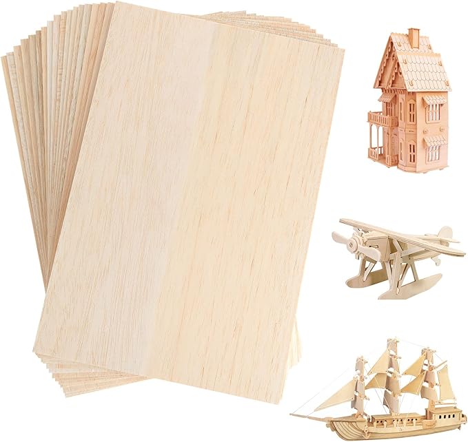 20 Pack Balsa Wood Sheets, 8”x12”x1/16”, Thin Natural Unfinished Wood - Image 6