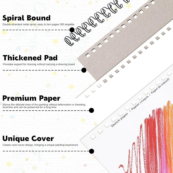 12 Pack Small Sketch Books, 5.5 x 8.5 Inch Mini Sketchbook, 68lb/100gsm Spiral - Image 3
