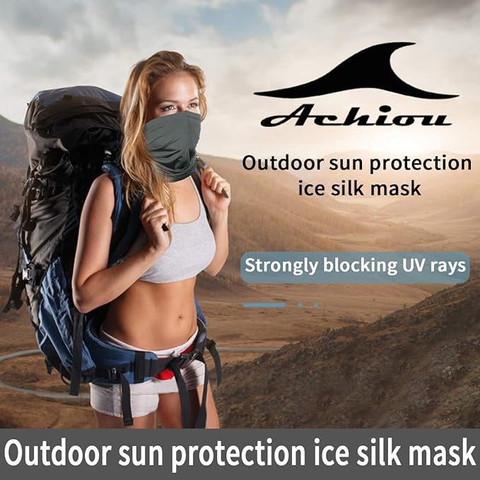 Achiou Cooling Neck Gaiter Face Cover Scarf, UV Protection Mask for Men and Women,Soft Windproof, Hiking Cycling Running