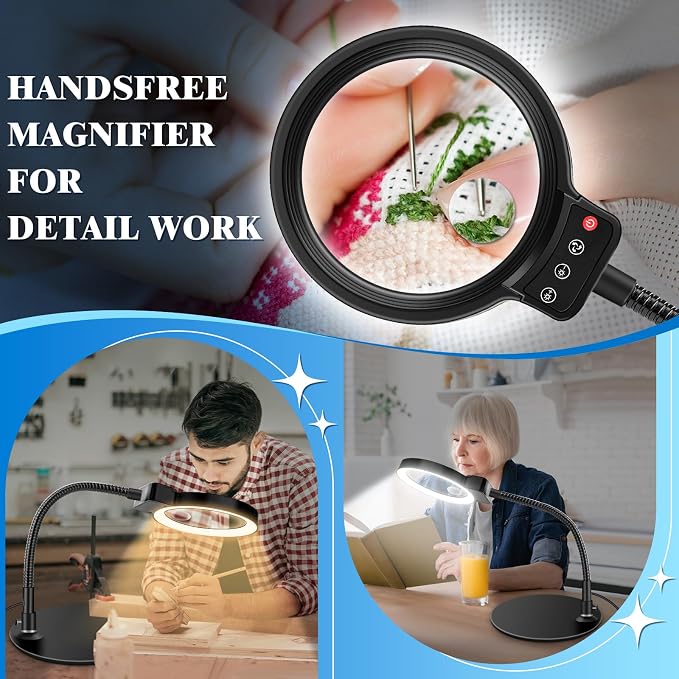 10X 30X Magnifying Glass with Light and Stand, 72 LED 3 Color Modes Stepless - Image 7