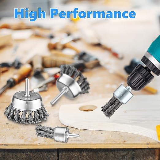 Rocaris 16 Pcs Twist Knot Wire Wheel Brush for Drill Crimped Cup Wire Wheels Brush Set for Drill with 1/4-Inch Shank for Rust Removal, Corrosion and Scrub Surfaces