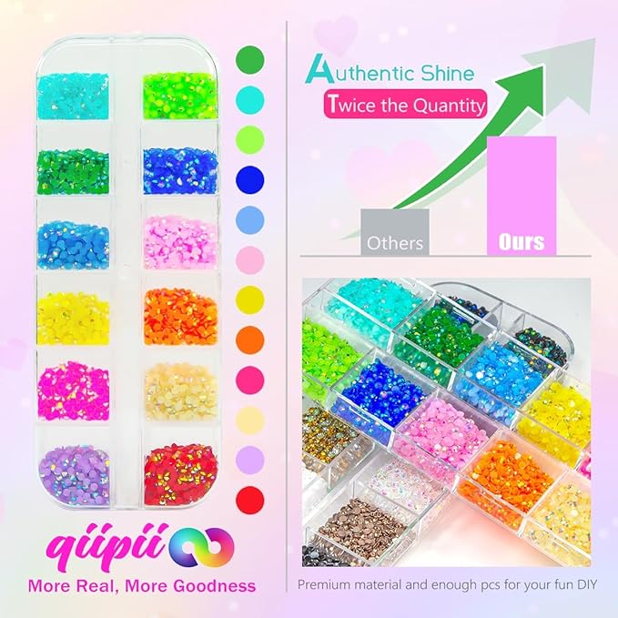 qiipii 24 Color 2mm Small Jelly Resin Rhinestones - Image 3