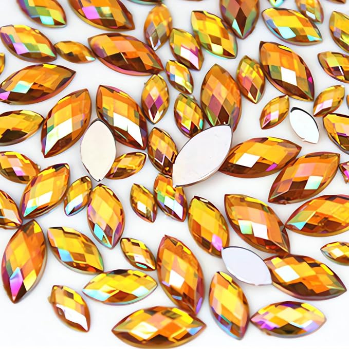 1000Pcs Crystal AB Horse Eye Rhinestones Glitter Gems Flatback Acrylic by UYTRDVG