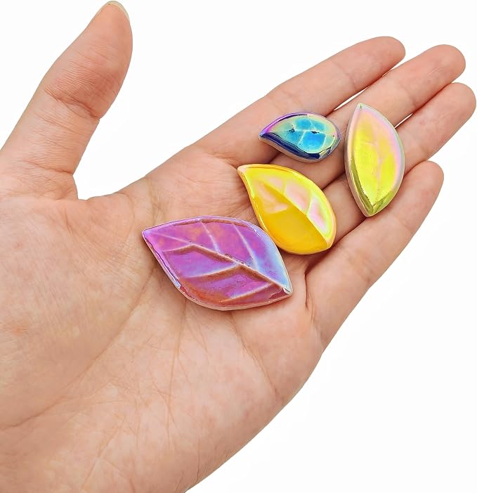 500g/1.1lb Leaf-Shaped Ceramic Mosaic Tiles, Ceramic Mosaic Pieces - Image 5