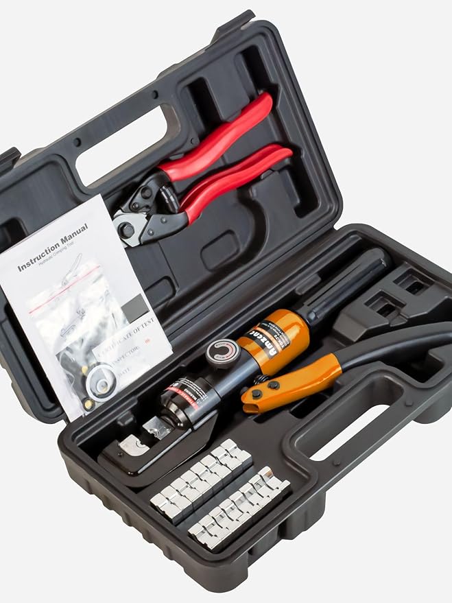 AMZCNC 1/8” Wire Rope Crimping Tool Hydraulic Hand Crimper Tool for Stainless Steel Cable Railing Fittings for 1/16" 1/8" 3/16" Cable –Wire Swaging Tool 8 Ton and Stainless Steel Cable Cutter