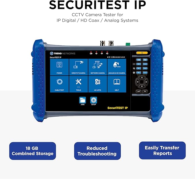 TREND Networks | R171000 | SecuriTEST IP | CCTV Camera Tester for IP Digital/HD Coax/Analog Systems | Camera Configuration, Installation & Troubleshooting | 2 Year Warranty
