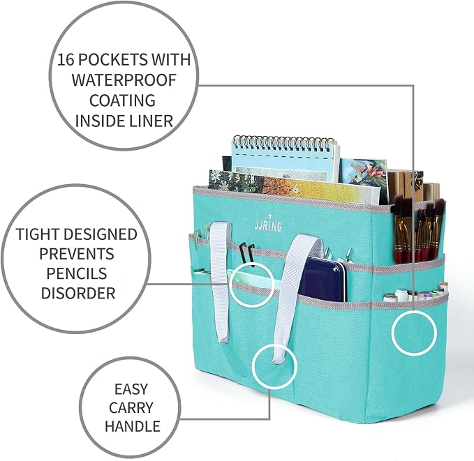 JJRING Craft Organizer Tote Bag, Large Art Storage Caddy - Image 7