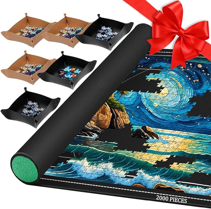 Pohxev Jigsaw Puzzle Mat Roll Up, Portable Saver Pad 48” x 31” Up to 2000 Pieces by Pohxev