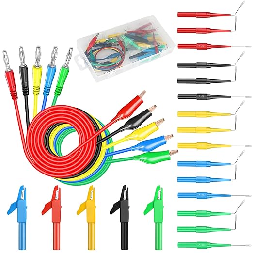 Linkstyle 25PCS Back Probe Kit, Multimeter Back Probes Pin, Banana Plug to Alligator Clip Electrical with Wires, Automotive Test Leads Kit