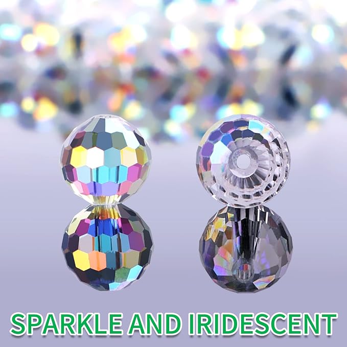 Crystal Glass Beads for Jewelry Making, 10 mm, AB | Iridescent Glass Beads Bulk - Image 3