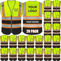 BeautyWill Custom Logo 10/20 Pack Safety Vest Class2 High Visibility Vest with Pockets Breathable Construction Vest Bulk
