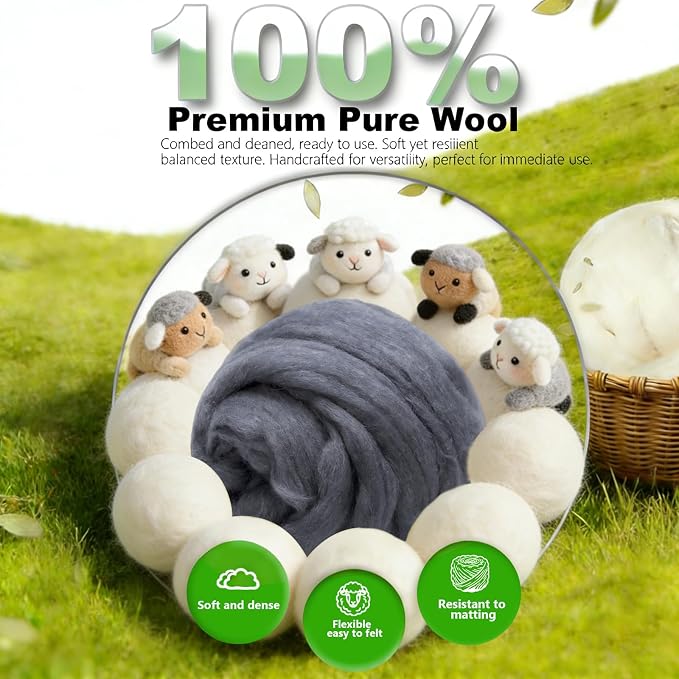 Wool Roving-3.5oz Needle Felting Wool, Soft Multi-Color Wool Fiber, Perfect - Image 5