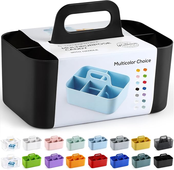 Multiuse Caddy Organizer with Handle, Portable Divided Plastic Tote Bin - Image 8